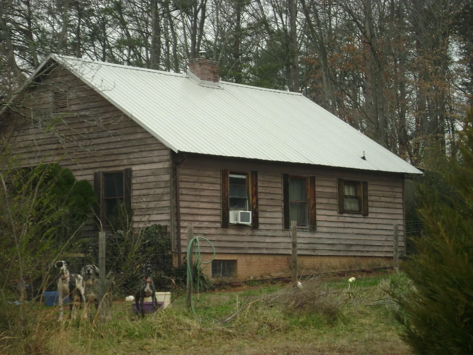 White metal roof on an old wood sided farmhouse, from a Metal Roof Installation job in Bayport